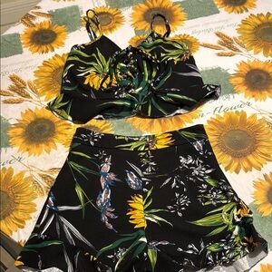 Lea & Viola Black Floral Jumpsuit